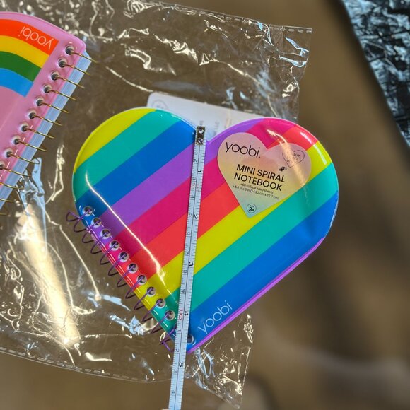 Yoobi Mini Notebooks Set of 2 Heart and Rainbow Puffy Covers (new / nbsx) - Picture 6 of 8